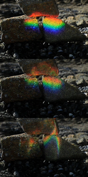Sunray, projection of the solar spectrum on a screen