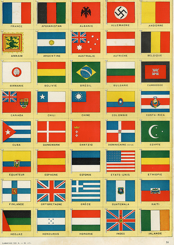 La Jolie Planche des Drapeaux. Larousse du XXème Siècle. 1936