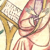 Events Of Holy Week, In James Le Palmer's Encyclopaedia 'All Good Things'. 1370. British Library, Royal MS 6 E.VI, fol. 7v