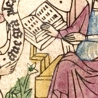 Biblia Pauperum. chiroxylographisches Blockbuch. Mitteldeutschland, 1455-58. Heidelberg, Universitätsbibliothek. Cod. Pal. germ. 438, fol. 111v
