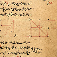 Columbia University Library MS Or 64, Uṣūl al-handasah wa-al-ḥisāb / Uqlīdis,
اصول الهندسة والحساب. في بيان المربعات
. Copy of the Arabic translation of Euclid's Elements by Nasir ad Din at Tusi, completed in Ramaḍān 1047 A.H. (Jan./Feb. 1638)