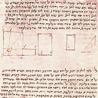 avec triangle rectangle, Cambridge, Trinity college library, Heb. R 14 61, hebrew translation of Euclid, 14th century