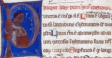 British Library, Harley 5266. fol. 1. liber geometriae Euclidis Philosophi, quem transtulit Adelardus Batoniensis de arabico in latinum